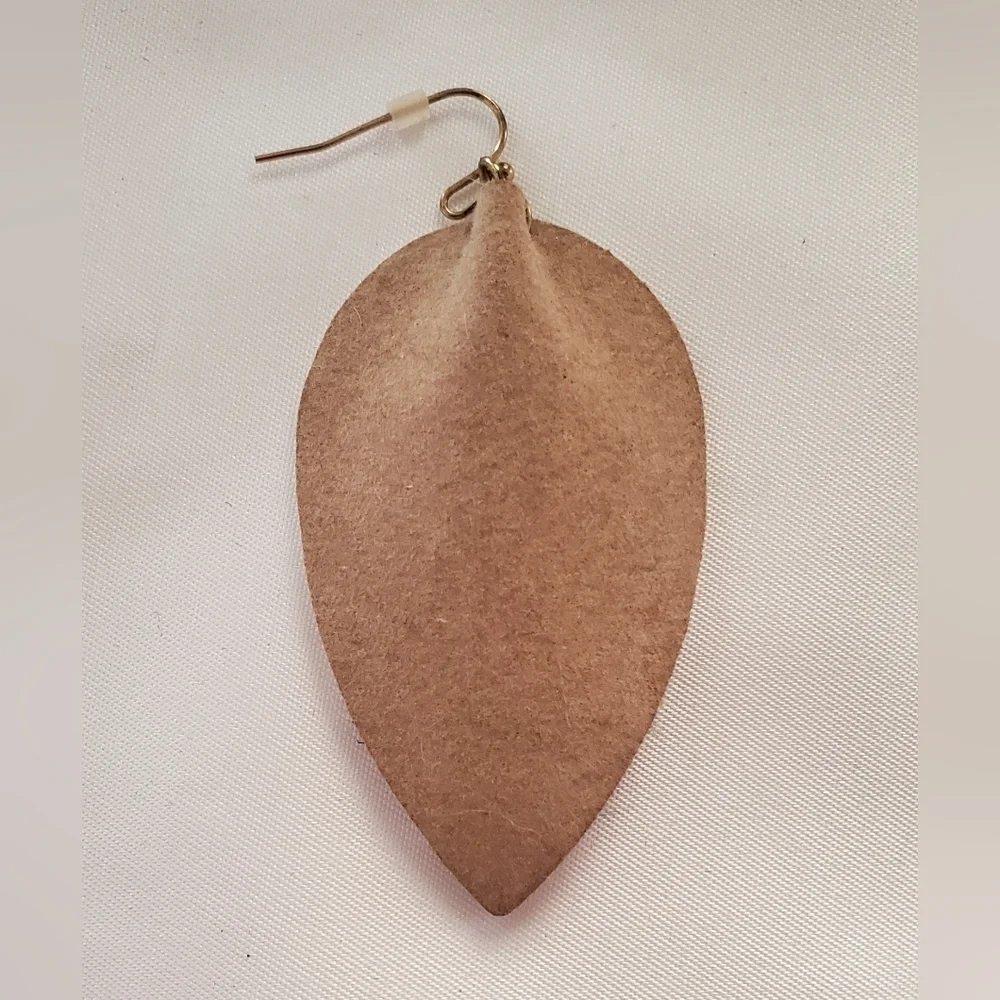 Leopard Print Faux Leather Teardrop Earrings Gold And Black Boho Lightweight